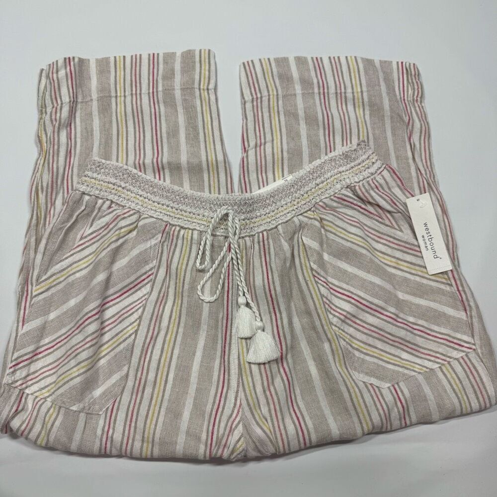 Westbound women beach stripe linen pants size 2X NWT